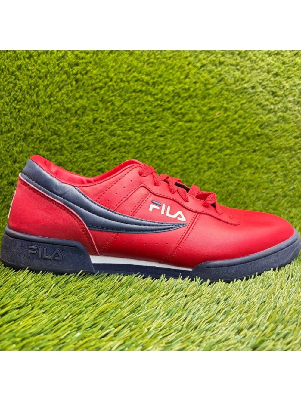 Fila Original Fitness Mens Size 12 Red Blue Athletic Leather Shoes Sneakers